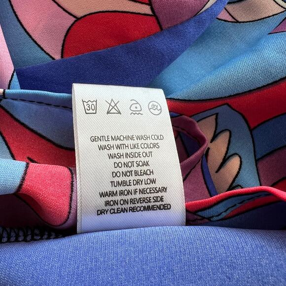 BEULAH STYLE Midi Dress One Size Collared Button Up Ruffle Colorful Abstract - Picture 8 of 8